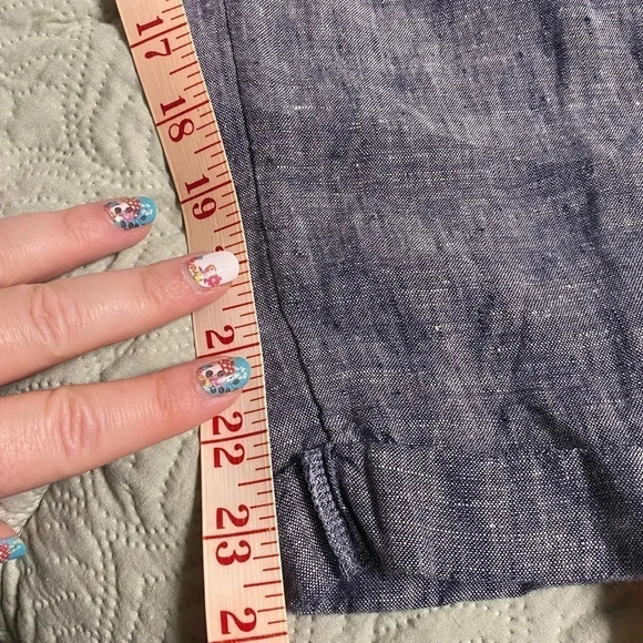 RACHEL ROY 100% Linen Cropped Pants Chambray Blue Breathable Casual Size Small - Picture 4 of 6